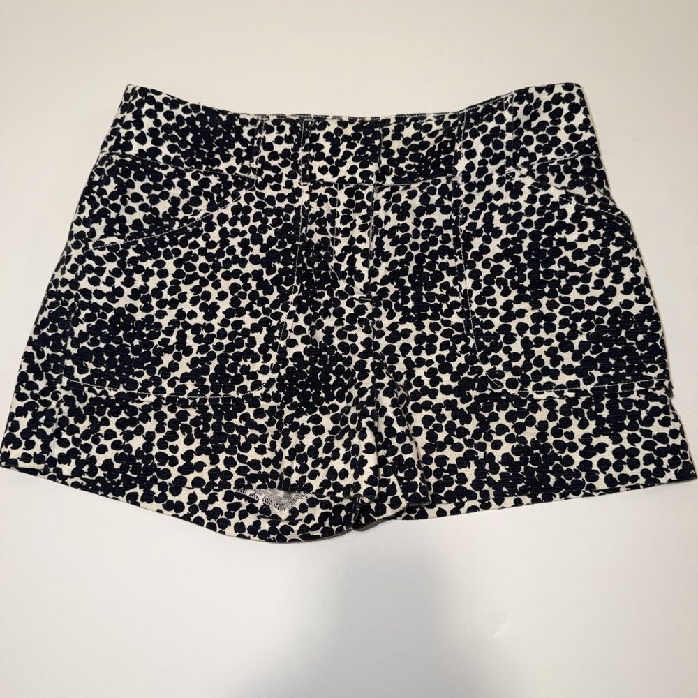 Ann Taylor LOFT Shorts Size 2 Black White Dots Printed Chino Preppy Cotton Blend